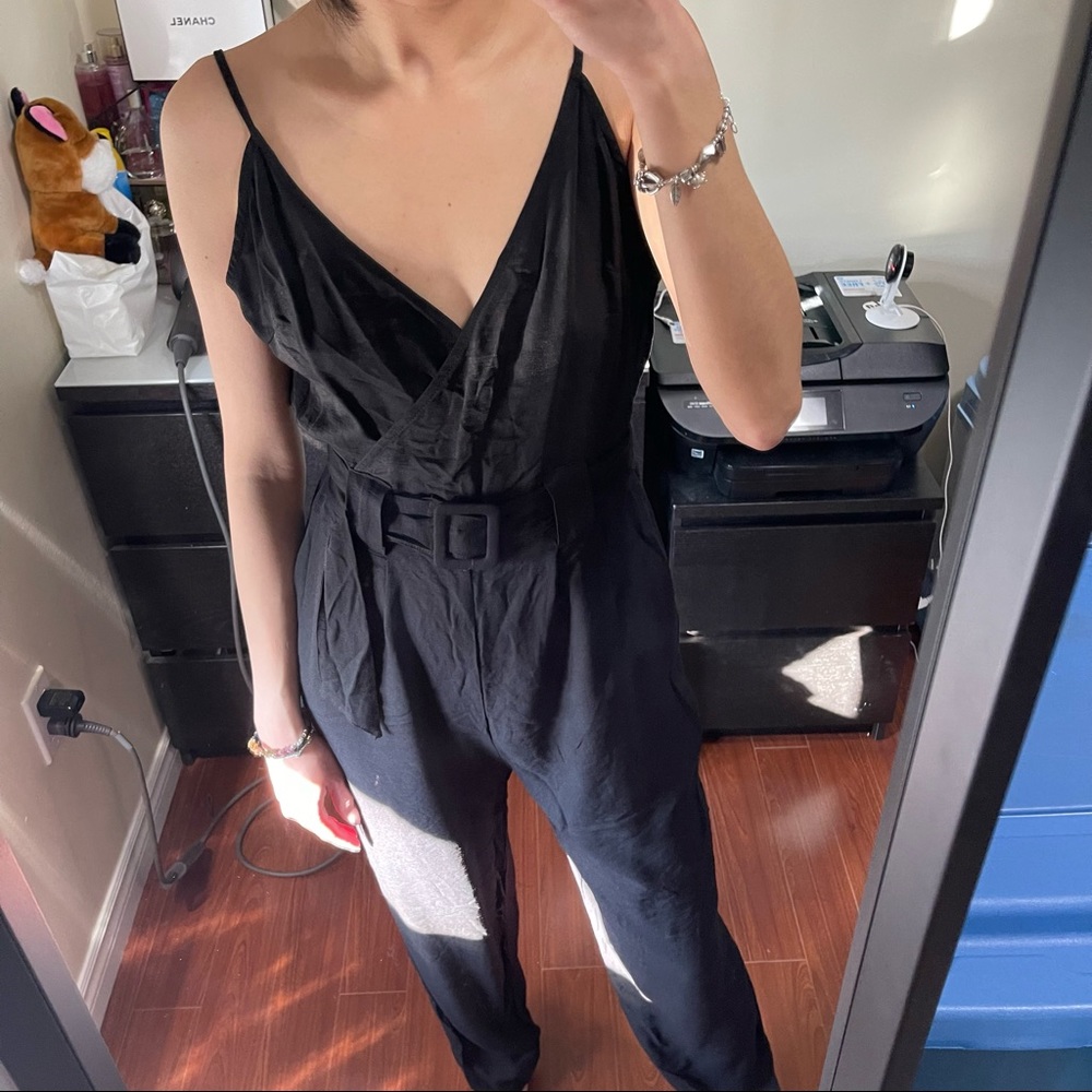 Linen Jumpsuit With Belt S